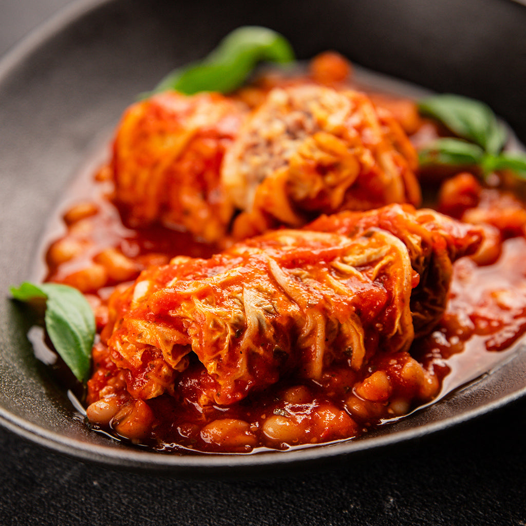 Spiced Beef and Cabbage Rolls (Kohlrouladen) with Tomato Sauce
