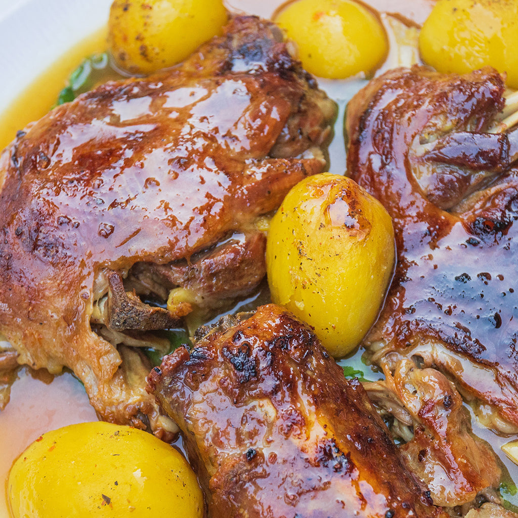 Za’atar-Roasted Chicken with Lemon Herb Potatoes and Garlic Yogurt Sauce