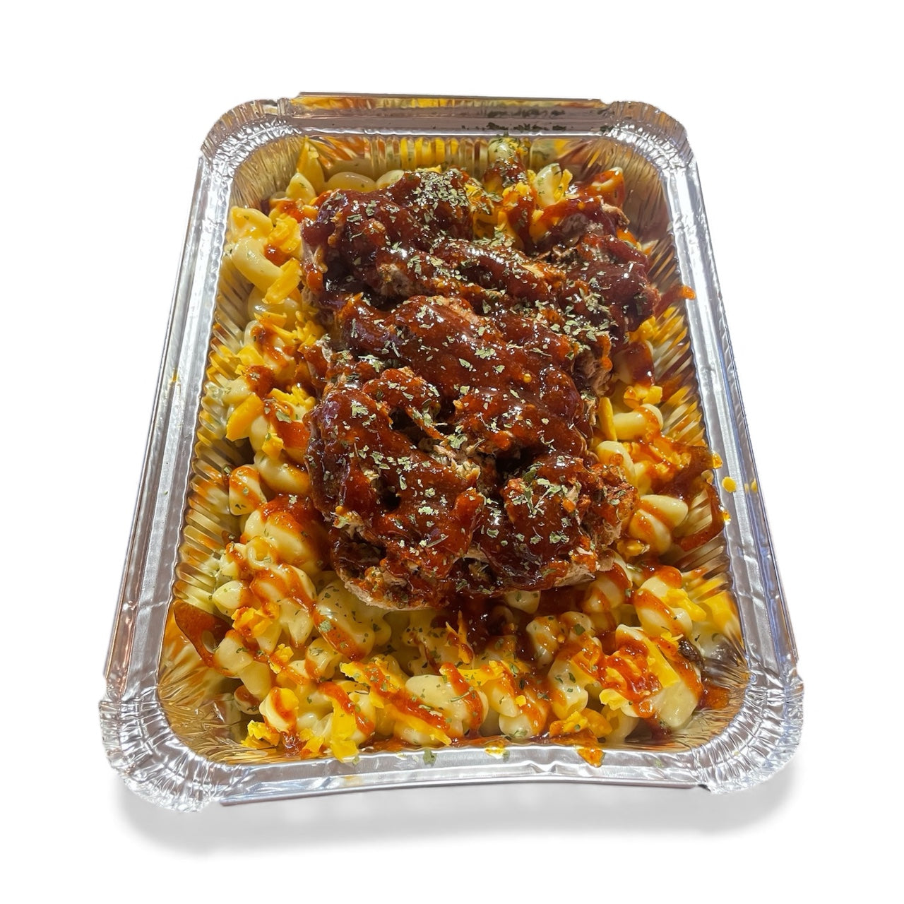 Smoked Jerk Chicken over Mac & Cheese