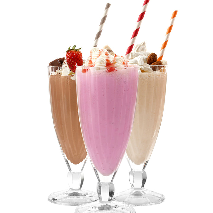 Chocolate, Vanilla and Strawberry milkshakes